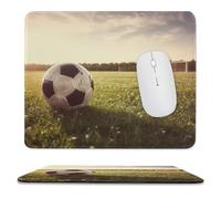 Tappetino per mouse da gioco con base in gomma antiscivolo, palla da calcio su un campo, tappetino per mouse per computer portatile, quadrato, impermeabile, per casa e ufficio