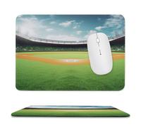 Tappetino per mouse da gioco con base in gomma antiscivolo, sfondo verde con campo da baseball, tappetino per mouse per computer portatile, quadrato, impermeabile, per casa e ufficio