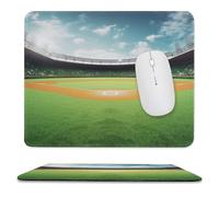 Tappetino per mouse da gioco con base in gomma antiscivolo, sfondo verde con campo da baseball, tappetino per mouse per computer portatile, quadrato, impermeabile, per casa e ufficio