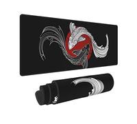 Tappetino per mouse da gioco con carpa giapponese Yin e Yang Koi, XL, base in gomma antiscivolo, bordi cuciti, tappetino per mouse grande, 80 x 30 cm