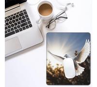 Tappetino per mouse da gioco con colomba bianca che vola al sole, rettangolare, base in gomma antiscivolo, con bordi cuciti resistenti, per computer, laptop, ufficio, decorazione