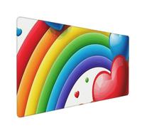 Tappetino per mouse da gioco con cuore arcobaleno e amore, 90,2 x 40,6 cm, grande tappetino per mouse esteso, tappetino per mouse antiscivolo, tappetino protettivo per tavolo, tappetino per scrivania