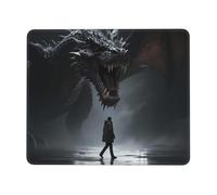 Tappetino per mouse da gioco con drago arrabbiato con base in gomma antiscivolo, quadrato, per computer di casa, 17,8 x 21,8 cm
