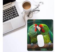 Tappetino per mouse da gioco con due pappagalli che si amano l'altro, rettangolare, base in gomma antiscivolo, con bordi cuciti resistenti, per computer, laptop, ufficio, decorazione