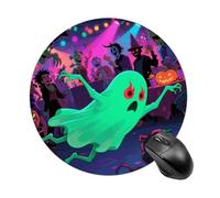 Tappetino per mouse da gioco con fantasma di Halloween, tappetino per mouse rotondo da donna, con base in gomma antiscivolo, lavabile, per computer portatile, casa, ufficio, scrivania, 19 x 20 cm
