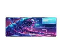 Tappetino per mouse da gioco con gatti che giocano a dischi con bordi cuciti in gomma antiscivolo impermeabile e durevole per casa ufficio gioco 30x80cm