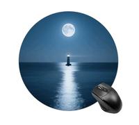 Tappetino per mouse da gioco con luna piena sull'oceano, tappetino per mouse rotondo da donna, con base in gomma antiscivolo, lavabile, per computer portatile, casa, ufficio, scrivania, 19 x 20 cm