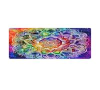 Tappetino per mouse da gioco con mandala bohémien vibrante, tappetino da scrivania grande da 32 x 12 pollici, tappetino per tastiera con base antiscivolo, accessori da scrivania per tastiera da uffi