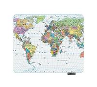 Tappetino per mouse da gioco con mappa del mondo colorata, confini, paesi, strade e città, isolato, antiscivolo, in gomma, per computer, laptop, ufficio, casa. Forma rettangolare, 24 x 20 cm.