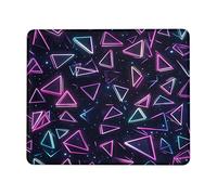 Tappetino per mouse da gioco con motivo a triangolo al neon, design geometrico blu pesca, tappetino per mouse in gomma antiscivolo, per casa, ufficio, postazione di lavoro, quadrato, 20 x 25 cm