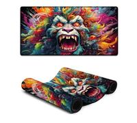 Tappetino per mouse da gioco con motivo psichedelico colorato a forma di orangutan esteso 30x60 cm con base in gomma antiscivolo per ufficio e casa