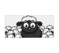 Tappetino per mouse da gioco con pecore nere e bianche, XXL, con bordi cuciti, antiscivolo, lungo, 40,6 x 90,2 cm, grande tappetino da scrivania per tastiera, casa, ufficio, gioco e lavoro