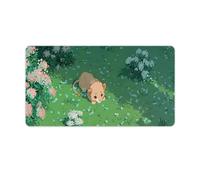 Tappetino per mouse da gioco con scena da giardino con cucciolo di leone floreale, base in gomma antiscivolo, 2XL, con bordi cuciti, tappetino per mouse impermeabile e lavabile per scrivania, casa, uf