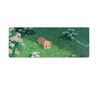 Tappetino per mouse da gioco con scena di giardino con cucciolo di leone floreale, base in gomma antiscivolo XL con bordi cuciti, tappetino per mouse impermeabile e lavabile per scrivania, casa, uffic