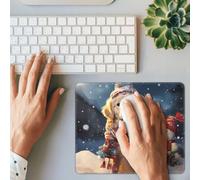 Tappetino per mouse da gioco con scritta "Merry Christmas", con stampa di un pupazzo di neve, rettangolare, base in gomma antiscivolo, con bordi cuciti, tappetino per mouse per computer, laptop