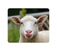Tappetino per mouse da gioco con simpatico ritratto di pecora con la lingua di fuori, agnello, me, fattoria, antiscivolo, in gomma, per computer, laptop, ufficio, casa, rettangolare, 24 x 20