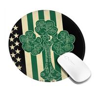 Tappetino per mouse da gioco con stampa bandiera irlandese americana, tappetino per mouse rotondo, base in gomma antiscivolo, con bordi cuciti resistenti, per computer, laptop, ufficio, decorazione, 4