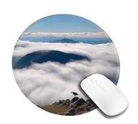 Tappetino per mouse da gioco con stampa che vola sopra le nuvole, rotondo, base in gomma antiscivolo, con bordi cuciti resistenti, per computer, laptop, ufficio, decorazione, 4 pezzi
