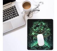 Tappetino per mouse da gioco con stampa di alberi verdi magici, rettangolare, base in gomma antiscivolo, con bordi cuciti resistenti, per computer, laptop, ufficio, decorazione