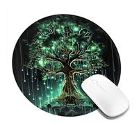 Tappetino per mouse da gioco con stampa di alberi verdi magici, tappetino per mouse rotondo, base in gomma antiscivolo, con bordi cuciti resistenti, per computer, laptop, ufficio, decorazione, 2 pezzi