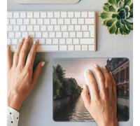 Tappetino per mouse da gioco con stampa di edifici con canali d'acqua, rettangolare, base in gomma antiscivolo, con bordi cuciti, tappetino per mouse per computer, laptop, ufficio, decorazione 25 x 30