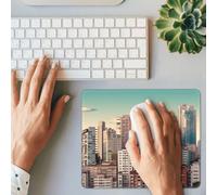 Tappetino per mouse da gioco con stampa di edifici urbani e città, rettangolare, base in gomma antiscivolo, con bordi cuciti, tappetino per mouse per computer, laptop, ufficio, decorazione 25 x 30 cm