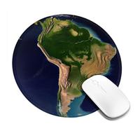 Tappetino per mouse da gioco con stampa di immagini satellitari del Sud America, tappetino per mouse rotondo con base in gomma antiscivolo, con bordi cuciti resistenti, per computer, laptop, ufficio,