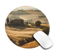 Tappetino per mouse da gioco con stampa di paesaggi toscani, tappetino per mouse rotondo con base in gomma antiscivolo, con bordi cuciti resistenti, per computer, laptop, ufficio, decorazione, 4 pezzi