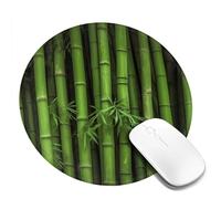 Tappetino per mouse da gioco con stampa in bambù verde, tappetino per mouse rotondo con base in gomma antiscivolo con bordi cuciti resistenti per computer, laptop, ufficio, decorazione 1
