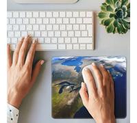 Tappetino per mouse da gioco con stampa spaziale americana sul giorno, rettangolare, base in gomma antiscivolo, con bordi cuciti, tappetino per mouse per computer, laptop, ufficio, decorazione 25,4 x