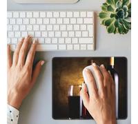 Tappetino per mouse da gioco con tre bottiglie di vino e vetro sopra stampa, rettangolare, base in gomma antiscivolo, tappetino per mouse con bordi cuciti, tappetino per mouse per computer, laptop