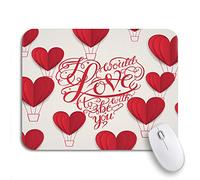 Tappetino per Mouse da Gioco Cut Red Valentine Hearts Abstract Composition Love Lettering Mousepad Forma Rettangolare Confortevole Impermeabile Tappetini Mouse, per Gioco, Scrivania, 25 x 30cm