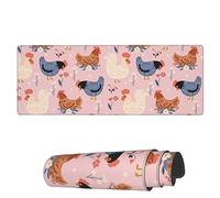 Tappetino Per Mouse Da Gioco Cute Animals Chickens Flower Tappetino Per Il Mouse Antiscivolo Portatile Mousepad Forma Rettangolare, Per Laptop, Computer, Ufficio, 80x30cm