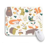 Tappetino per Mouse da Gioco Cute Bear Bunny Squirrel Fox Owl Hedgehog Elk Tappetino Mouse Pad Personalizzato Lavabile Tappetino Mouse Gaming, per Gioco, Computer, 25 x 30cm