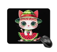 Tappetino per Mouse da Gioco Cute Cat Watermelon Tappetino Mouse Gaming Antipolvere Base Antiscivolo in Gomma Sottomano, per Casa, Ufficio, Computer, 25x30cm