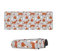 Tappetino per Mouse da Gioco Cute Foxes Winter Trees Tappetino Mouse Lavabile Mousepad Forma Rettangolare, per Laptop, Scrivania, Casa, 80x30cm