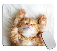 Tappetino per Mouse da Gioco Cute Little Cat Sleeps Tappetino Mouse Gaming Base Antiscivolo in Gomma Personalizzato Mousepad Forma Rettangolare, per Ufficio, Gaming, Scrivania, 25x30cm