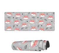 Tappetino per Mouse da Gioco Cute Little Foxes Leaves Flower Tappetini Mouse Confortevole Mousepad Forma Rettangolare, per Computer, Laptop, Gaming Mouse, 80x30cm