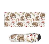 Tappetino per Mouse da Gioco Cute Mushroom Hedgehog Leaves Tappetino Mouse Pad Portatile Mousepad Forma Rettangolare, per Ufficio, Scrivania, Laptop, 80x30cm