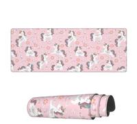 Tappetino per Mouse da Gioco Cute Navie Uni-Corn Flowers Tappetino per Il Mouse Antiscivolo Confortevole Mousepad Forma Rettangolare, per Laptop, Scrivania, Gaming Mouse, 80x30cm