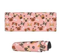 Tappetino per Mouse da Gioco Cute Pink Dogs Pug Cat Bones Tappetino Mouse Pad Portatile Mousepad Forma Rettangolare, per Computer, Laptop, Gaming Mouse, 80x30cm
