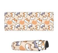 Tappetino Per Mouse Da Gioco Cute Shiba Inu Pattern Tappetini Mouse Lavabile Mousepad Forma Rettangolare, Per Laptop, Ufficio, Gaming Mouse, 80x30cm