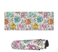 Tappetino per Mouse da Gioco Day of The Dead Flower Skulls Tappetino Mouse Grande Facile da Pulire Sottomano, per Ufficio, Scrivania, Casa, 80x30cm
