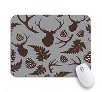 Tappetino per Mouse da Gioco Deer Antler Pine Cones And Fern Tappetino Mouse Gaming Base Antiscivolo in Gomma Impermeabile Tappetino Mouse Piccolo, per Gioco, Casa, 25 x 30cm