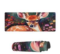 Tappetino Per Mouse Da Gioco Deer In Spring Wild Flowers Tappetino Mouse Grande Antipolvere Sottomano, Per Computer, Laptop, Casa, 80x30cm