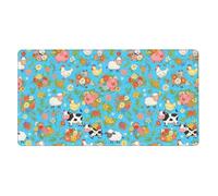 Tappetino per mouse da gioco di grandi dimensioni compatibile con animali da fattoria, mucca, pecora, capra, pulcino, floreale, tappetino per mouse esteso con base in gomma antiscivolo per laptop, com