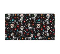 Tappetino per mouse da gioco di grandi dimensioni compatibile con Day of Dead Sugar Skull Dogs Skeleton Black, tappetino per mouse esteso con base in gomma antiscivolo per laptop, computer, desktop, g