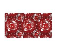 Tappetino per mouse da gioco di grandi dimensioni compatibile con l'immagine di note musicali, drago, fiori di ciliegio, fiori rossi, tappetino per mouse da scrivania con bordi cuciti, base antiscivol