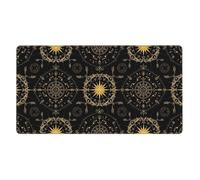 Tappetino per mouse da gioco di grandi dimensioni con bordi cuciti, compatibile con l'antica arte vichinga Vegvisir, rosa dei venti, bussola dorata, base in gomma antiscivolo per ufficio, computer, 16