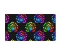 Tappetino per mouse da gioco di grandi dimensioni, tappetino per mouse esteso per tastiera e computer compatibile con il dipinto di pavone arcobaleno nero, base in gomma antiscivolo per mouse per lavo